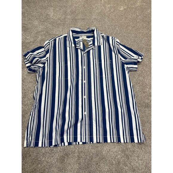 J.crew button up shirt mens sz X-Large blue pinstripes short sleeve top nwt - Picture 2 of 12